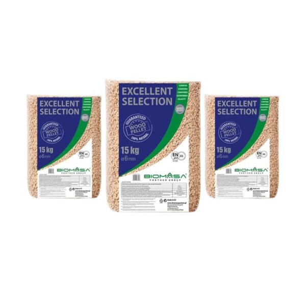 Biomasa Excellent 100% naaldhoutpellets ENplus A1 pallet met 65 zakken x 15KG | 975kg